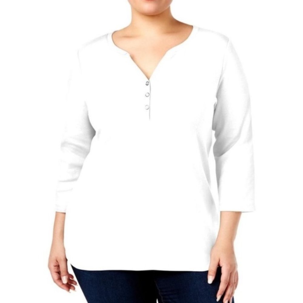 ⭐️⭐️KAREN SCOTT 3/4 SLEEVE HENLEY